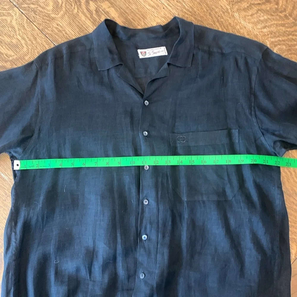 G. Gucci Linen Short Sleeve Shirt Black 16/41 Vintage